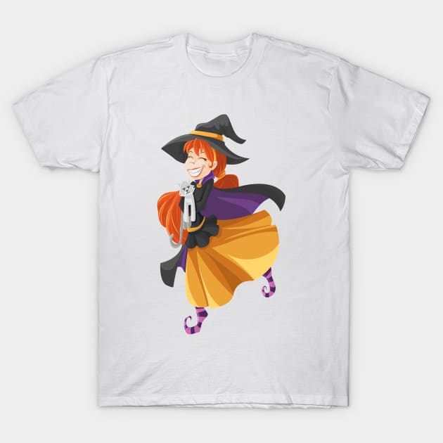 Cartoon Witch Girls Gift T-Shirt by evergreen_brand